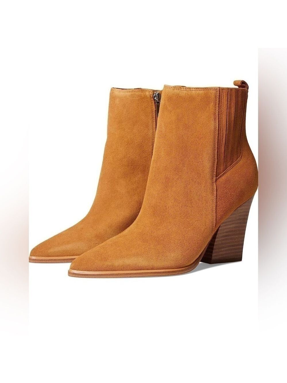 Nib Marc Fisher Mariel Block Heel Zip Booties in Medium Natural